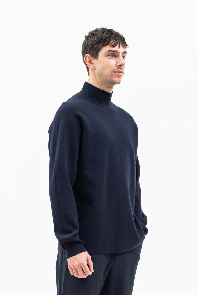 Men Norse Projects Knitwear Bruce Milano Mock Neck Dark Navy