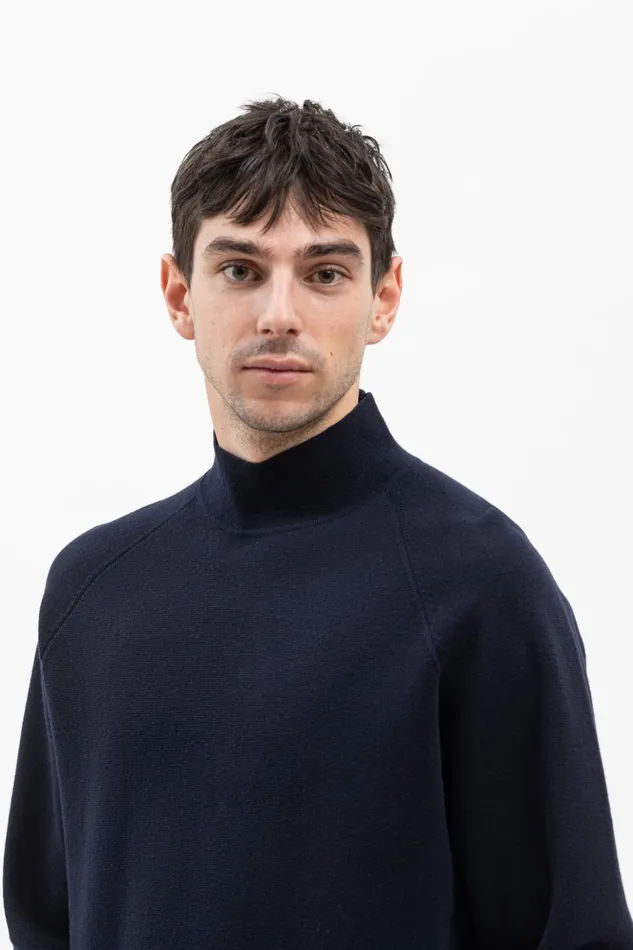 Men Norse Projects Knitwear Bruce Milano Mock Neck Dark Navy