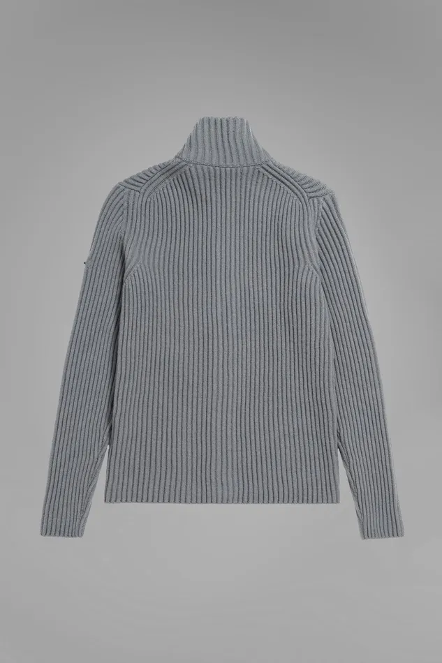 Men Norse Projects Knitwear Hybrid Rib Zip Jacket Stretch Wool Warm Grey