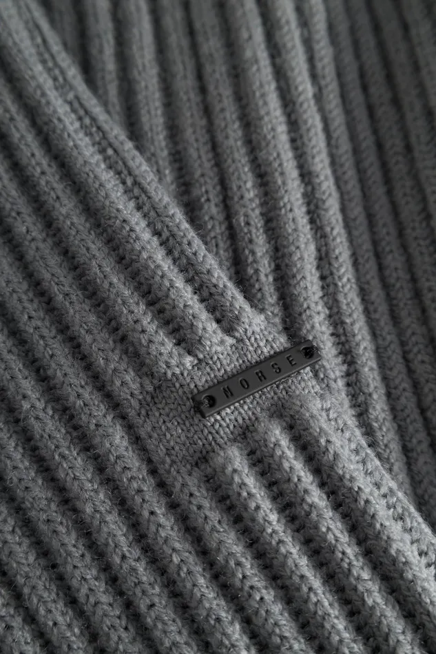 Men Norse Projects Knitwear Hybrid Rib Zip Jacket Stretch Wool Warm Grey