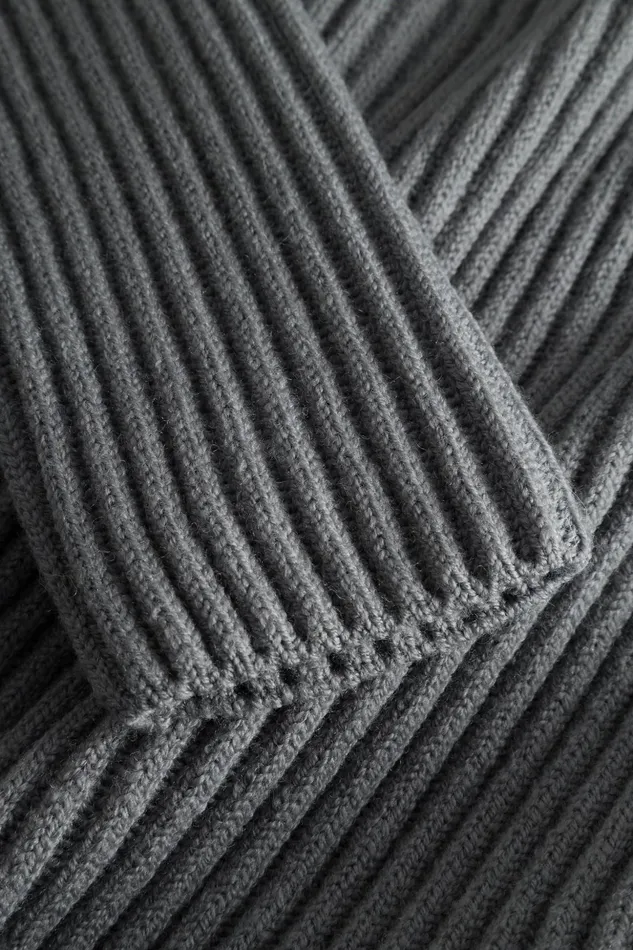 Men Norse Projects Knitwear Hybrid Rib Zip Jacket Stretch Wool Warm Grey