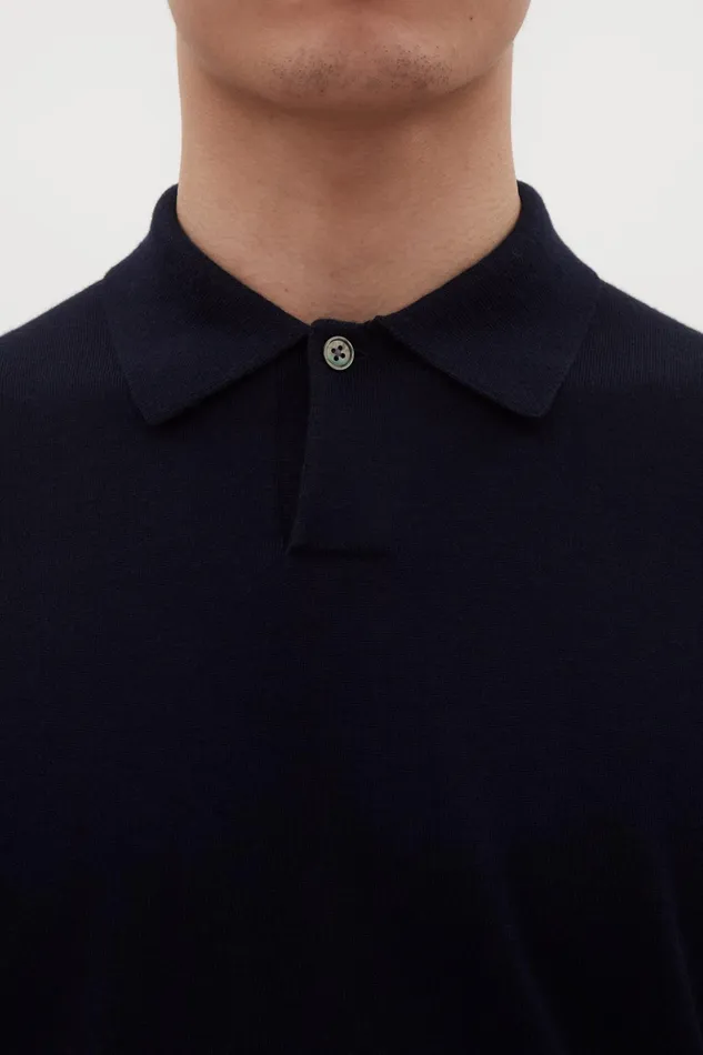 Men Norse Projects Knitwear Jon Tech Merino SS Polo Dark Navy