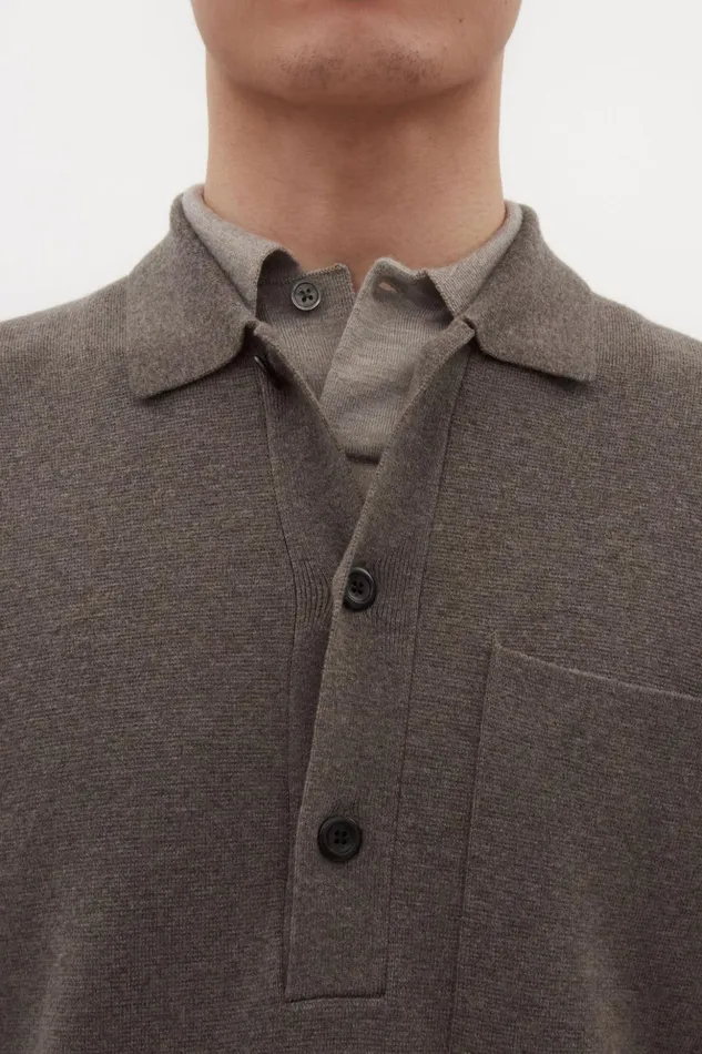 Men Norse Projects Knitwear Kian Merino Cotton Milano Polo Warm Grey
