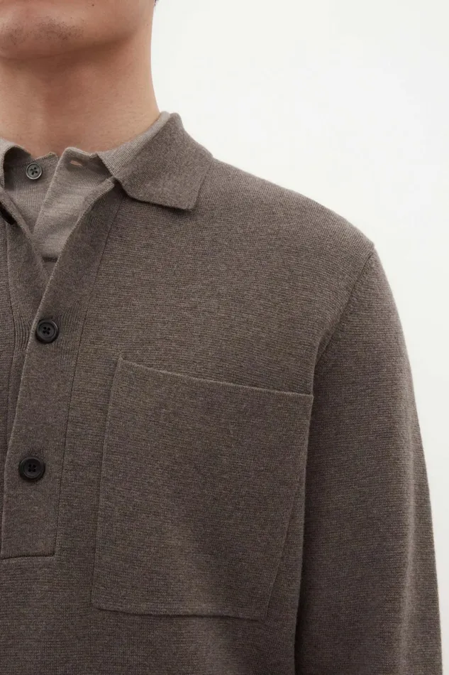 Men Norse Projects Knitwear Kian Merino Cotton Milano Polo Warm Grey