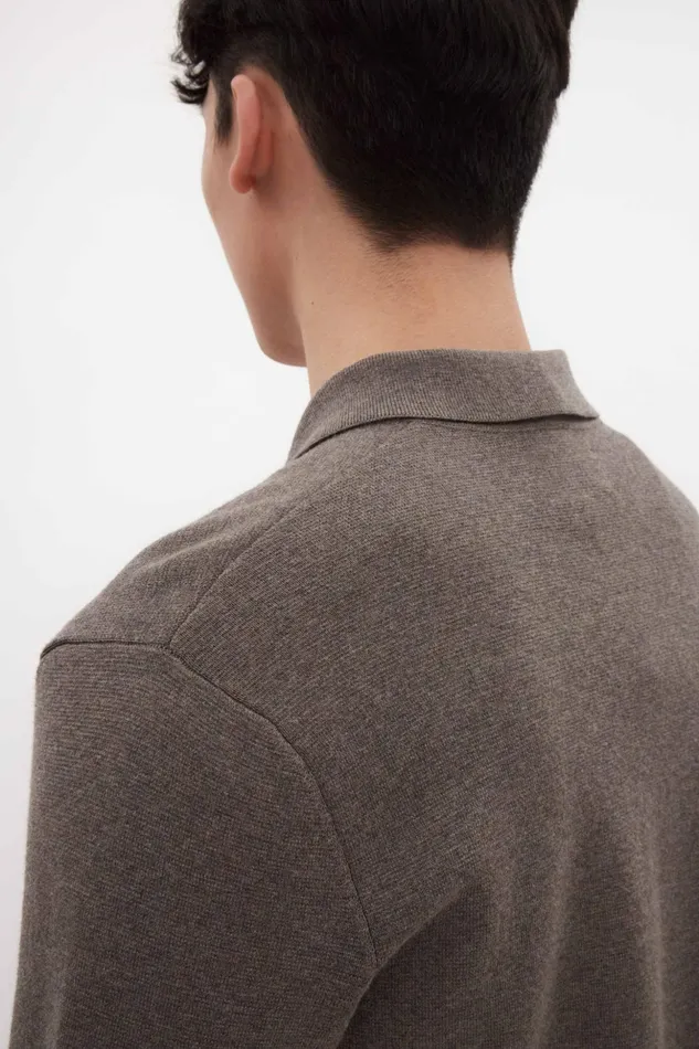 Men Norse Projects Knitwear Kian Merino Cotton Milano Polo Warm Grey