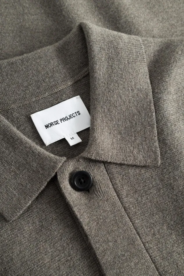 Men Norse Projects Knitwear Kian Merino Cotton Milano Polo Warm Grey