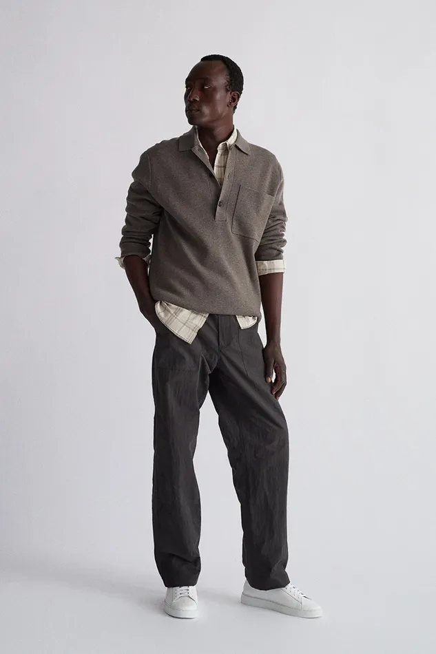 Men Norse Projects Knitwear Kian Merino Cotton Milano Polo Warm Grey