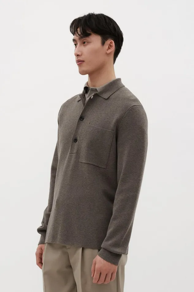 Men Norse Projects Knitwear Kian Merino Cotton Milano Polo Warm Grey