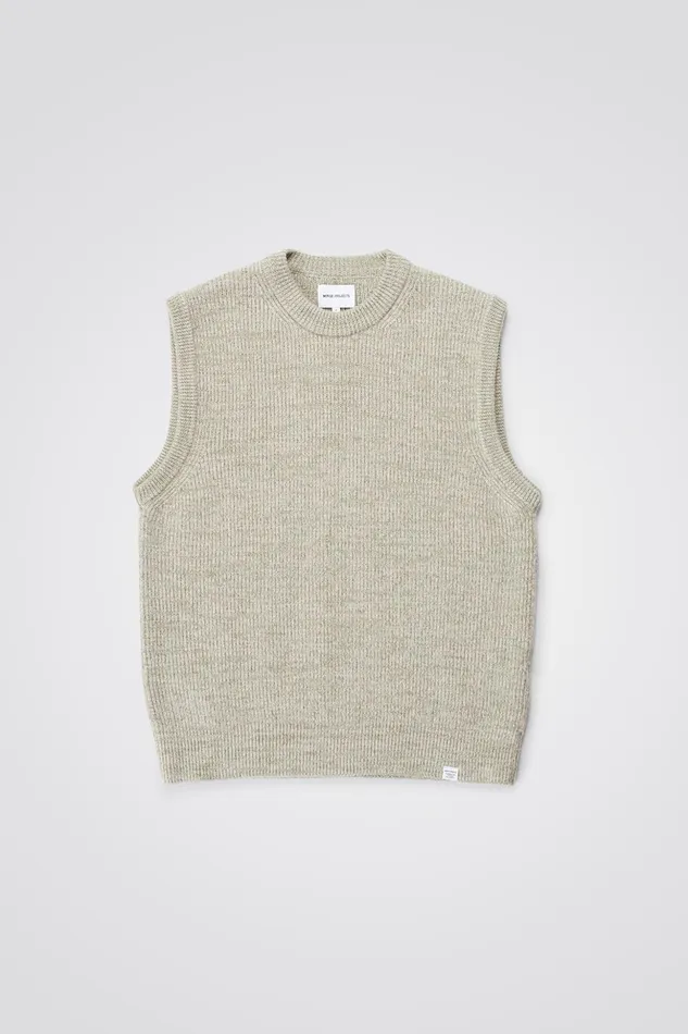 Men Norse Projects Knitwear Manfred Wool Cotton Rib Vest Sediment Green
