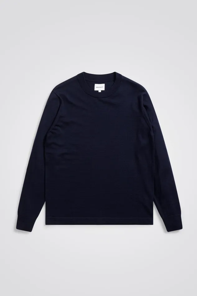Men Norse Projects Knitwear Teis Tech Merino Sweater Dark Navy