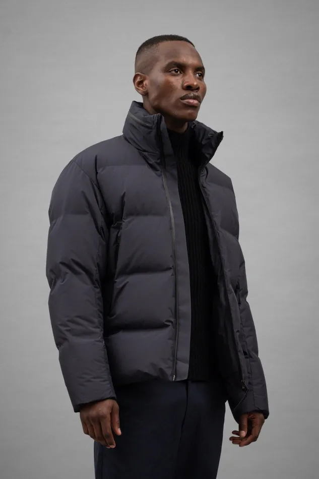 Men Norse Projects Outerwear Stand Collar Short Down Jacket Pertex Shield Dark Navy