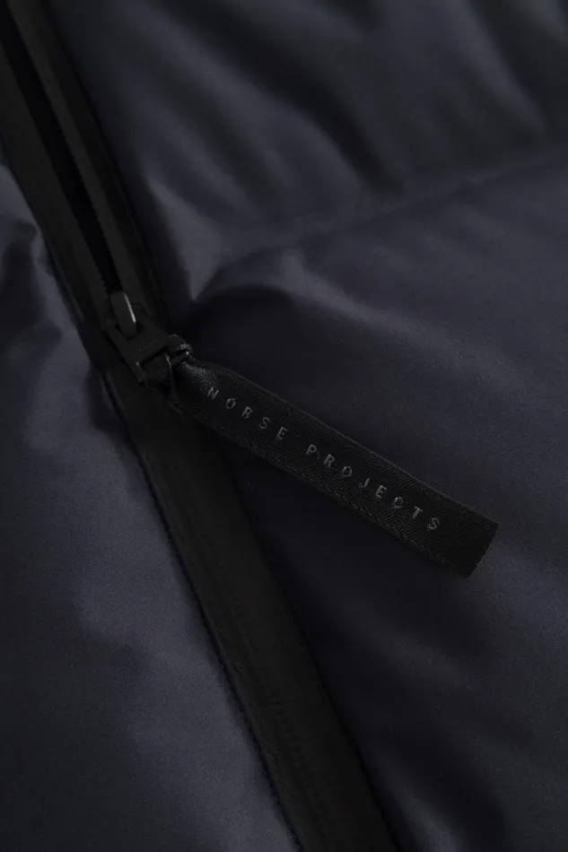Men Norse Projects Outerwear Stand Collar Short Down Jacket Pertex Shield Dark Navy