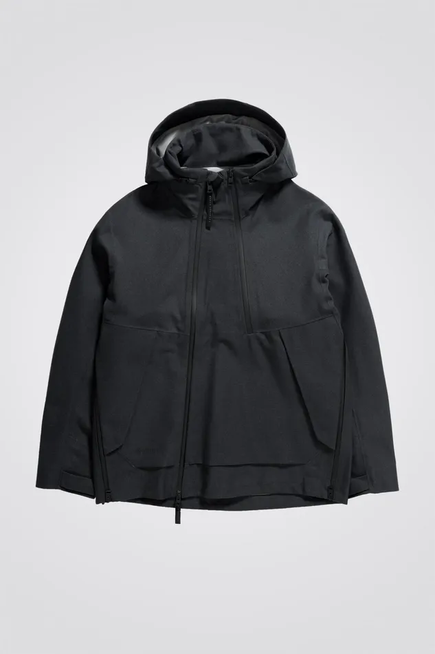 Men Norse Projects Outerwear Textured Twill GoreTex 3L Stand Collar Jacket Charcoal Grey