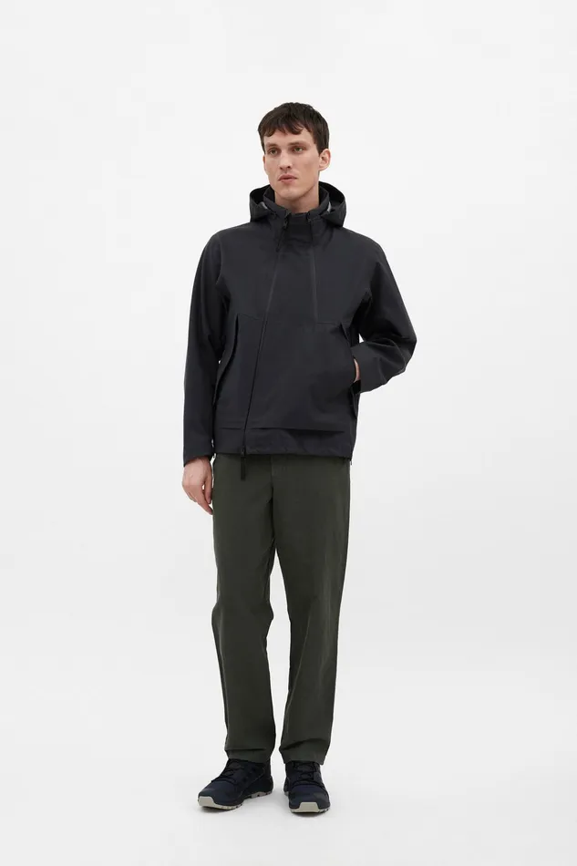 Men Norse Projects Outerwear Textured Twill GoreTex 3L Stand Collar Jacket Charcoal Grey