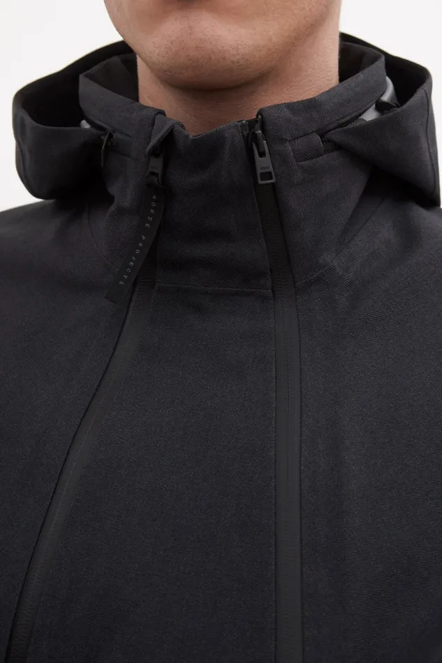 Men Norse Projects Outerwear Textured Twill GoreTex 3L Stand Collar Jacket Charcoal Grey
