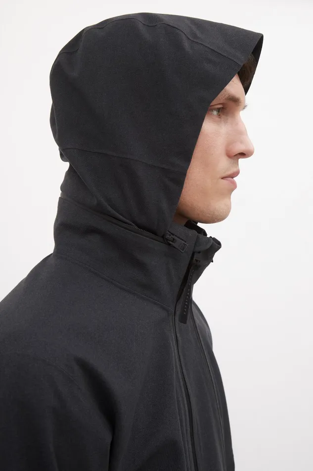 Men Norse Projects Outerwear Textured Twill GoreTex 3L Stand Collar Jacket Charcoal Grey