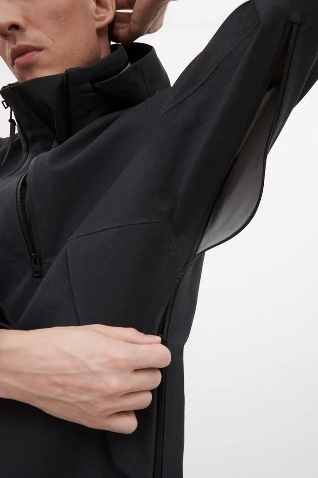 Men Norse Projects Outerwear Textured Twill GoreTex 3L Stand Collar Jacket Charcoal Grey
