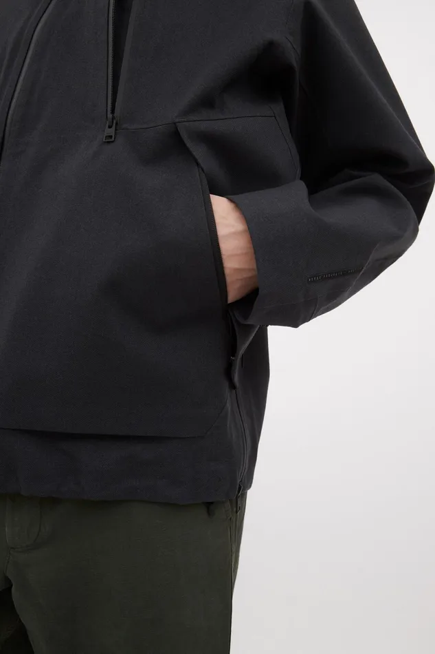 Men Norse Projects Outerwear Textured Twill GoreTex 3L Stand Collar Jacket Charcoal Grey