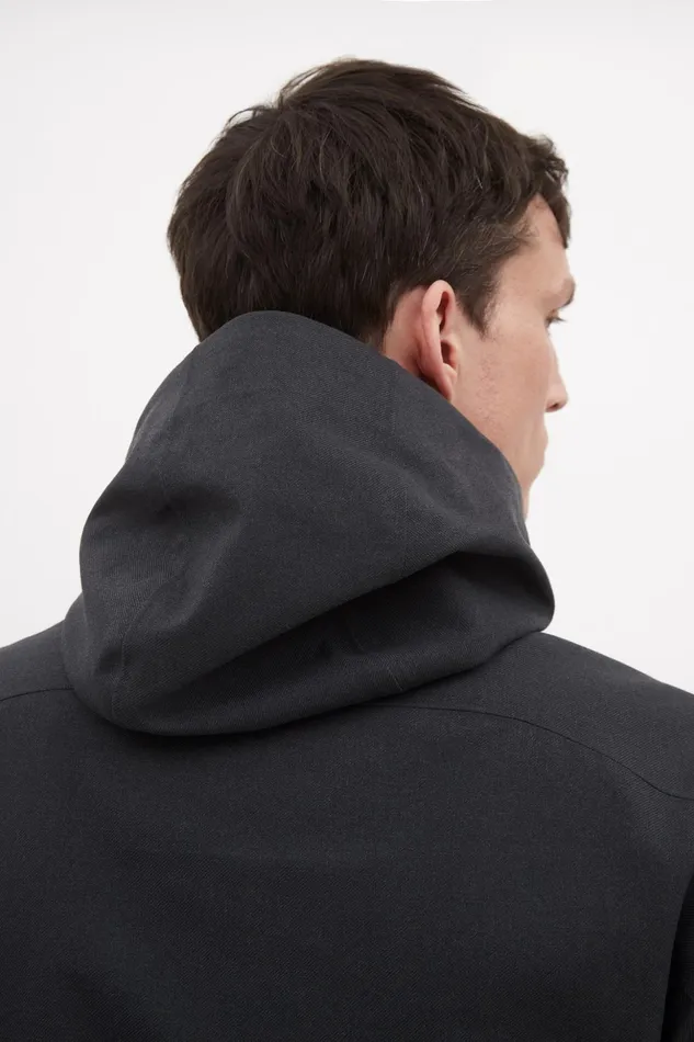 Men Norse Projects Outerwear Textured Twill GoreTex 3L Stand Collar Jacket Charcoal Grey