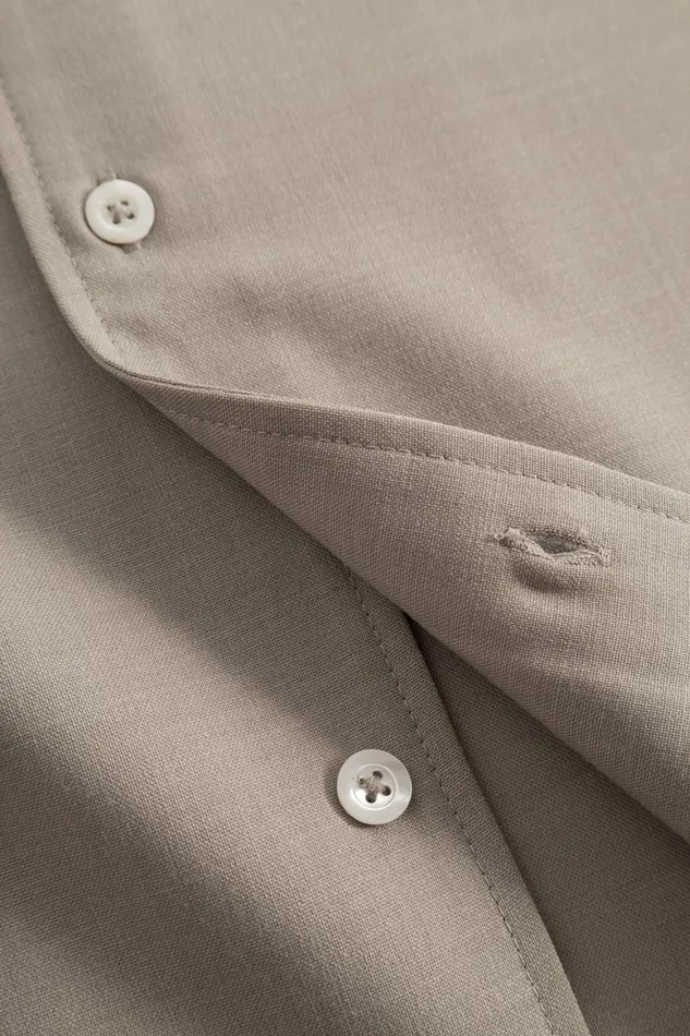 Men Norse Projects Shirting Carsten Light Wool LS Shirt Light Khaki