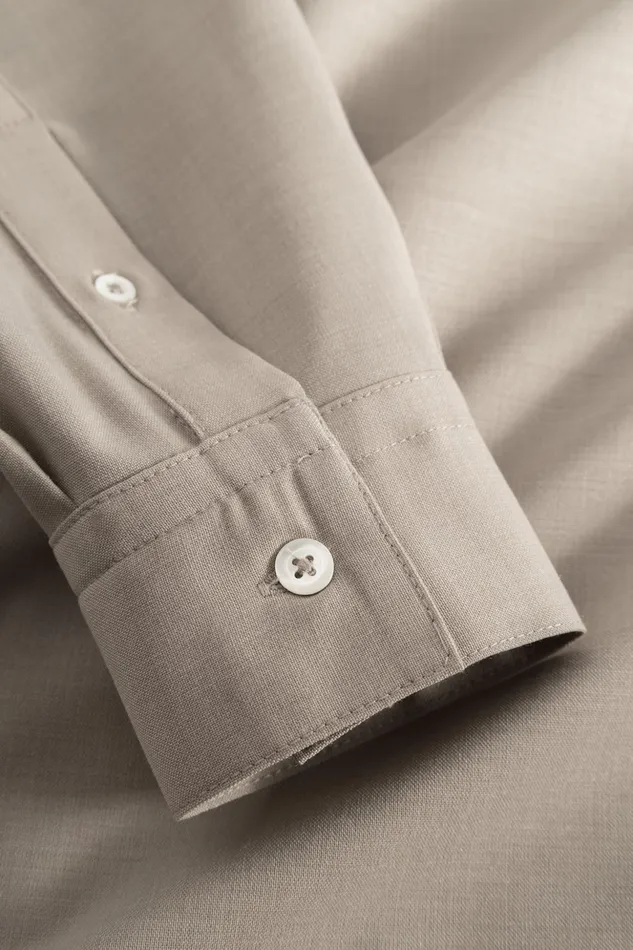 Men Norse Projects Shirting Carsten Light Wool LS Shirt Light Khaki