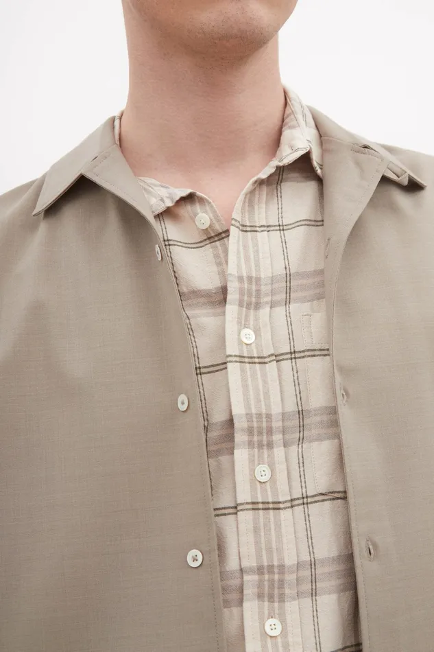 Men Norse Projects Shirting Carsten Light Wool LS Shirt Light Khaki