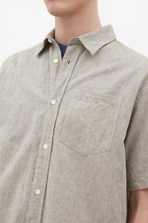 Men Norse Projects Shirting Ivan Relaxed Cotton Linen SS Shirt Ivy Green