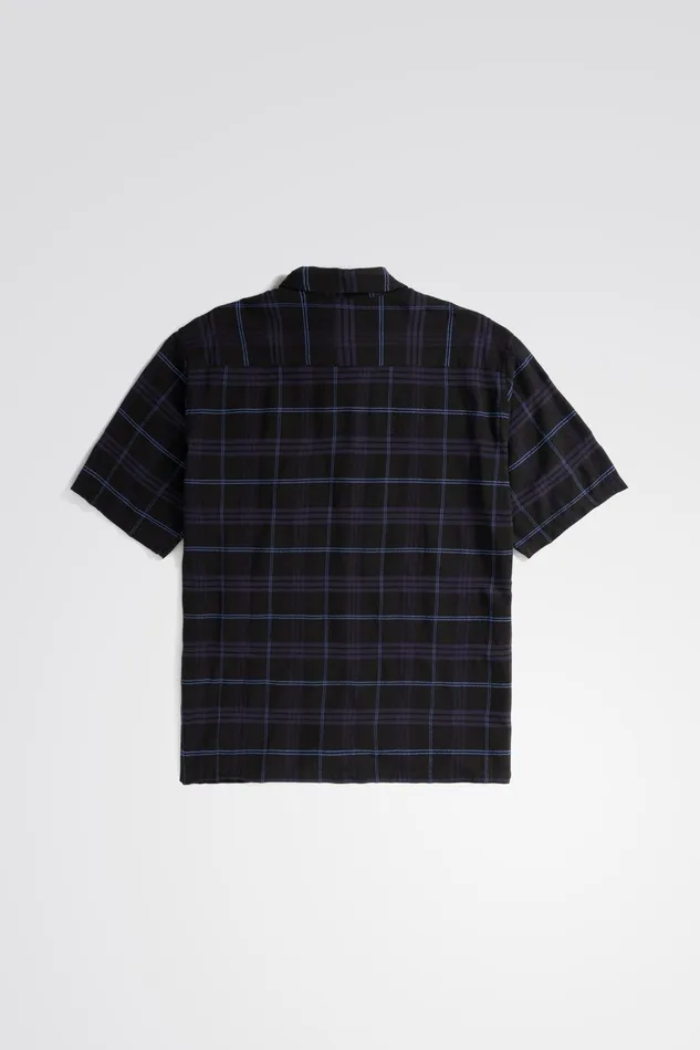 Men Norse Projects Shirting Ivan Relaxed Textured Check SS Shirt Dark Navy