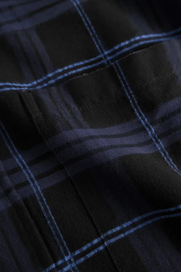 Men Norse Projects Shirting Ivan Relaxed Textured Check SS Shirt Dark Navy