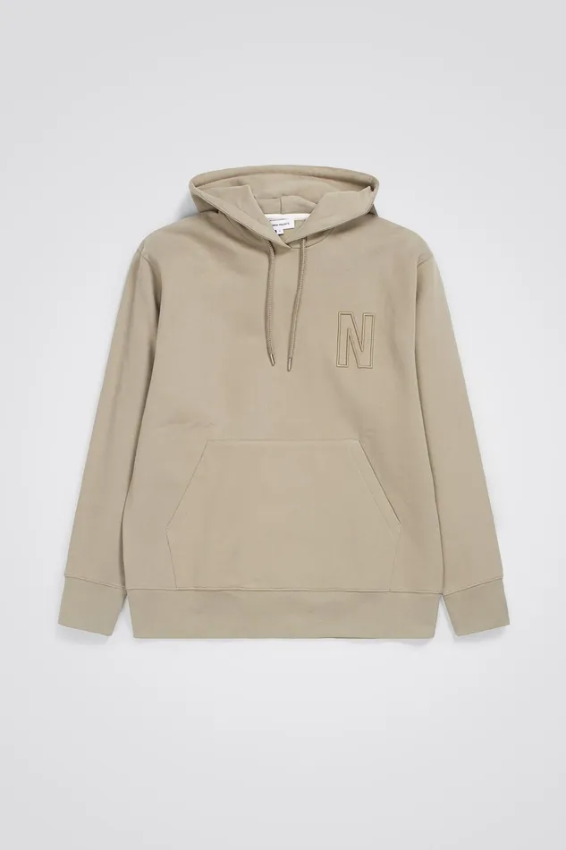 Men Norse Projects Sweatshirts Arne Relaxed Fleece N Logo Hoodie Sand