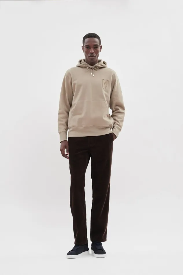Men Norse Projects Sweatshirts Arne Relaxed Fleece N Logo Hoodie Sand