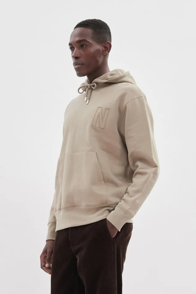 Men Norse Projects Sweatshirts Arne Relaxed Fleece N Logo Hoodie Sand