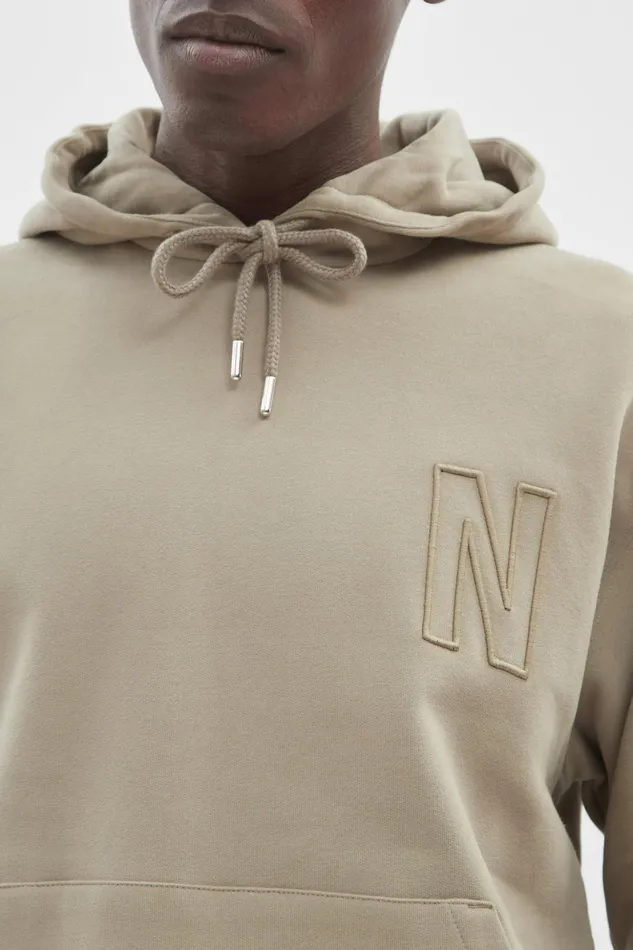 Men Norse Projects Sweatshirts Arne Relaxed Fleece N Logo Hoodie Sand