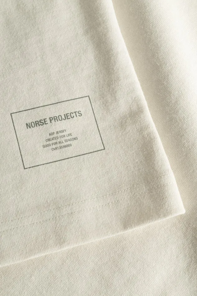 Men Norse Projects TShirts Espen Loose Printed SS Polo Ecru