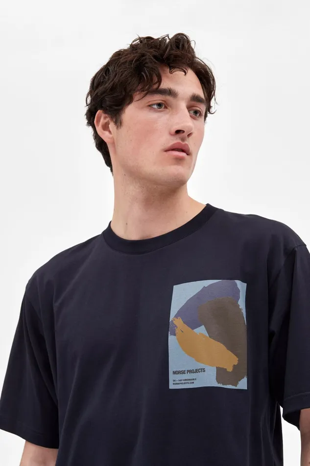 Men Norse Projects TShirts Simon Brush Print TShirt Dark Navy