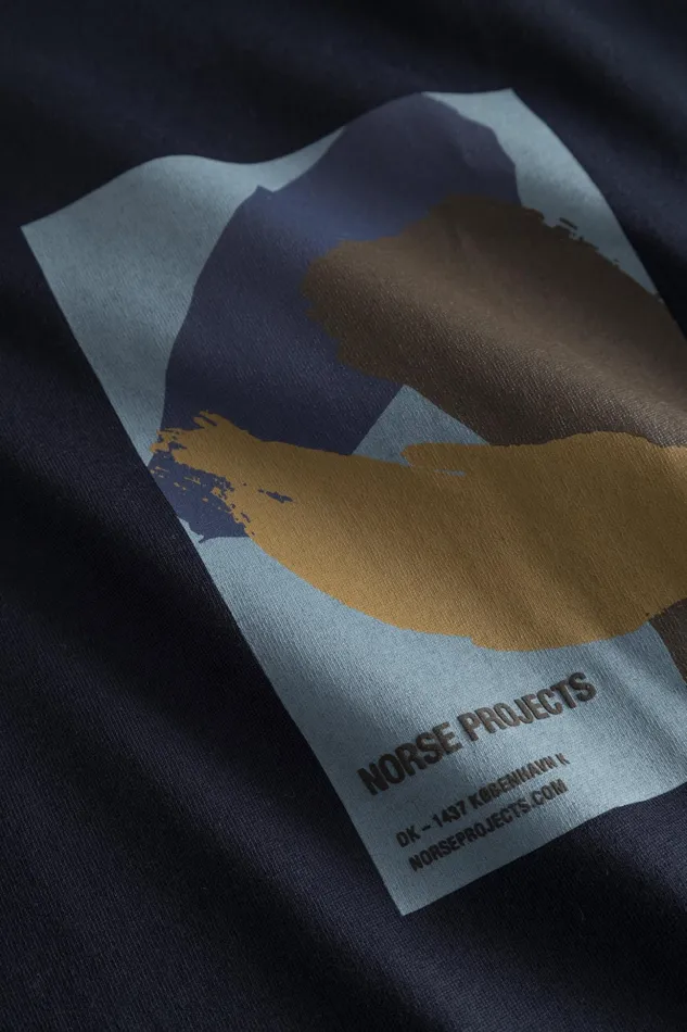 Men Norse Projects TShirts Simon Brush Print TShirt Dark Navy