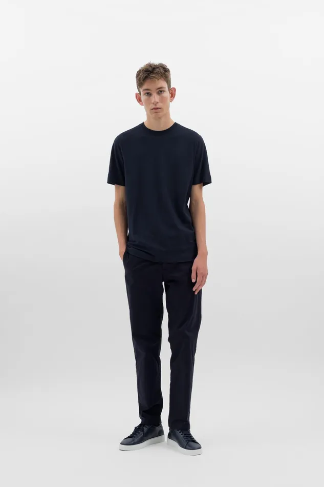 Men Norse Projects Trousers Aros Regular Italian Brushed Twill Chino Dark Navy