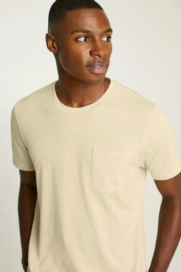 Men Organic Cotton Pocket Tee Heather Oatmeal Bonobos Short Sleeve Tees