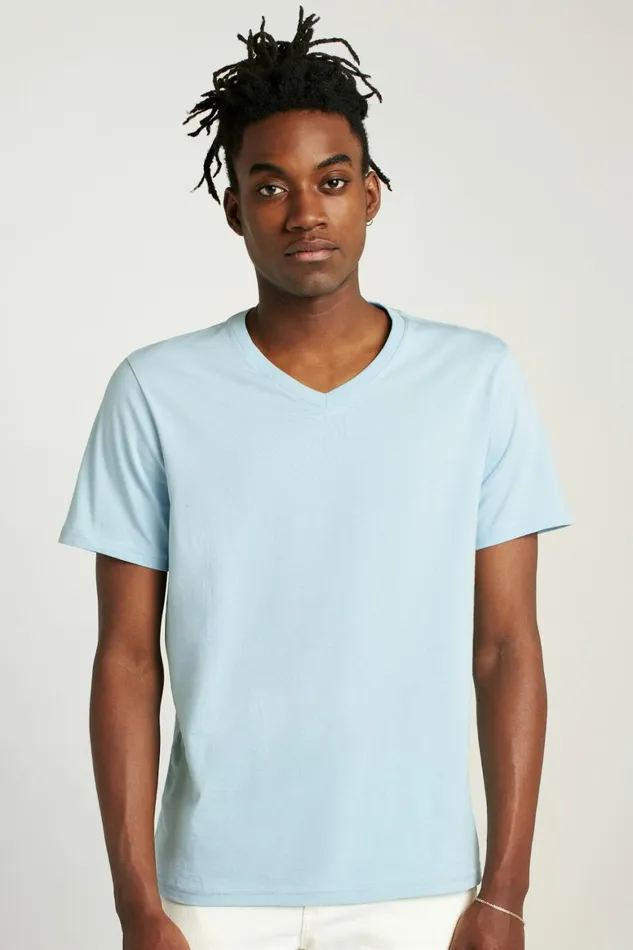 Men Organic Cotton VNeck Tee Blue Stratosphere Bonobos Short Sleeve Tees