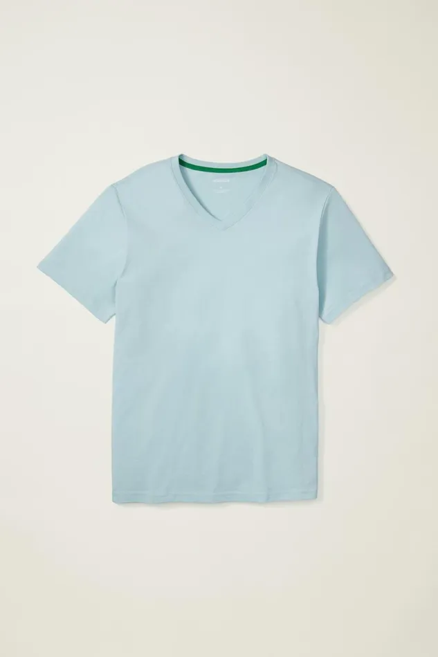 Men Organic Cotton VNeck Tee Blue Stratosphere Bonobos Short Sleeve Tees