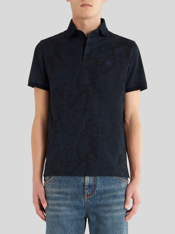 Men Paisley Cotton Polo Shirt Etro Polo Shirts