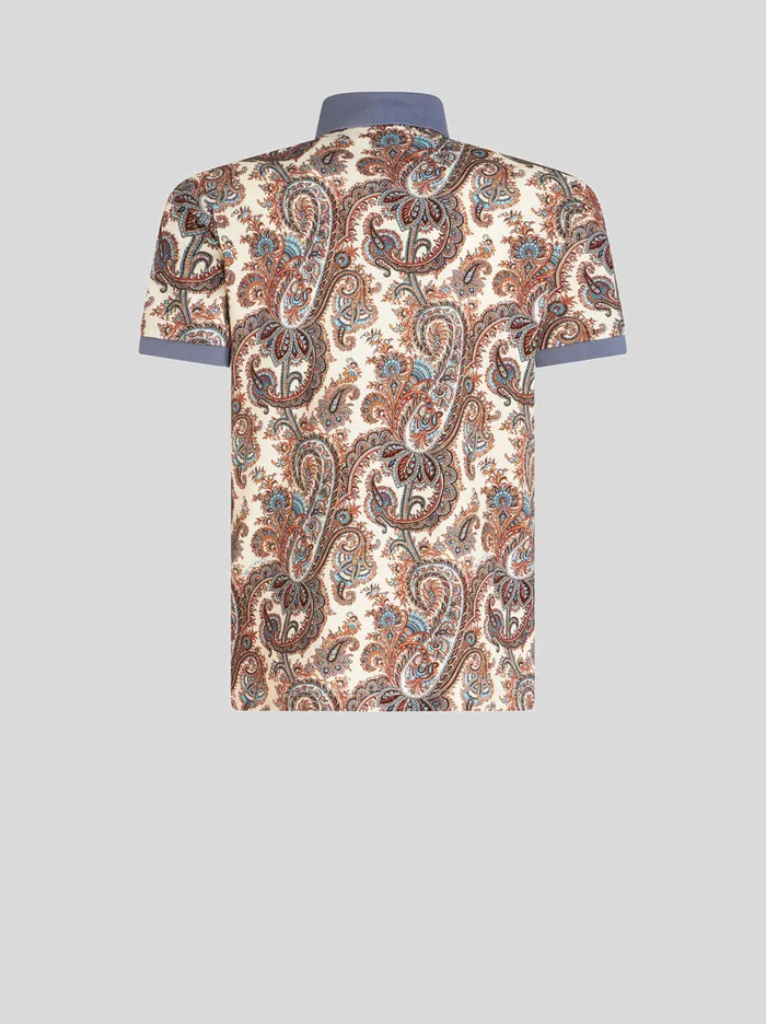Men Paisley Cotton Polo Shirt Etro Polo Shirts