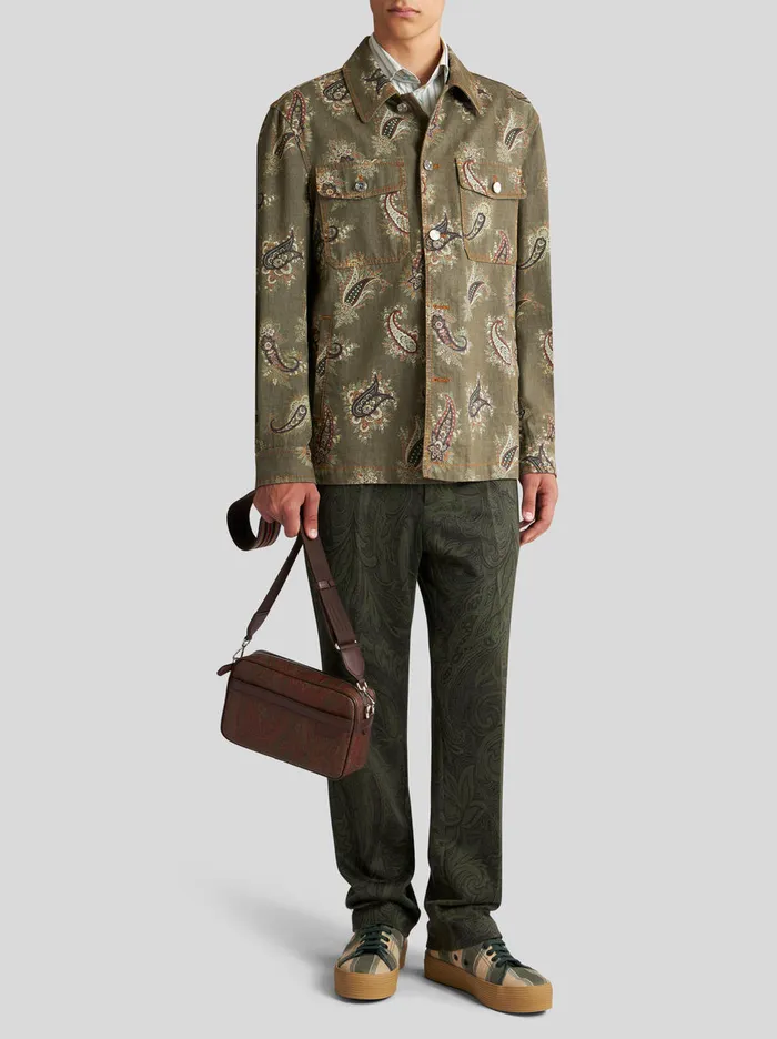 Men Paisley Denim Overshirt Etro Coats And Outerwear