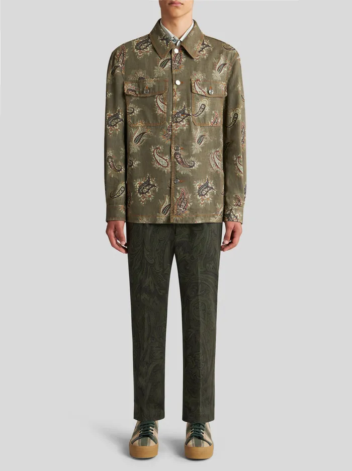 Men Paisley Denim Overshirt Etro Coats And Outerwear