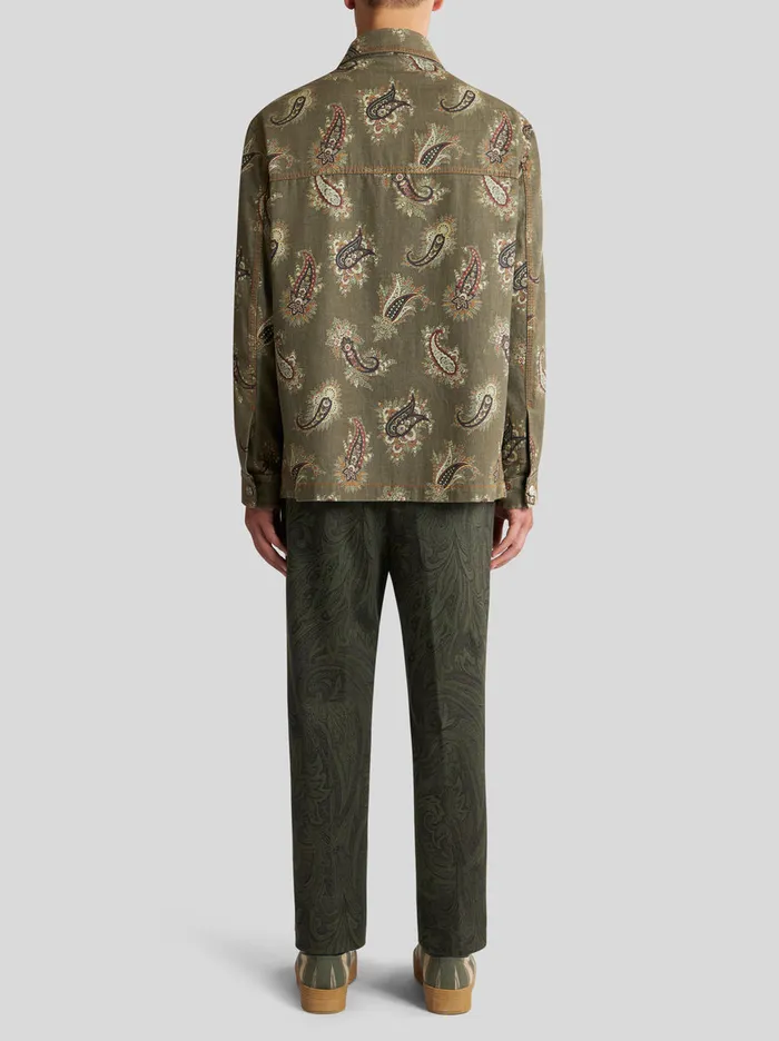 Men Paisley Denim Overshirt Etro Coats And Outerwear