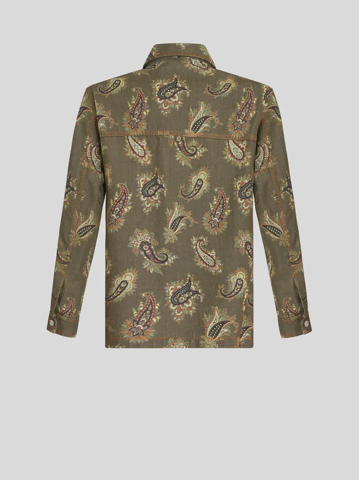 Men Paisley Denim Overshirt Etro Coats And Outerwear