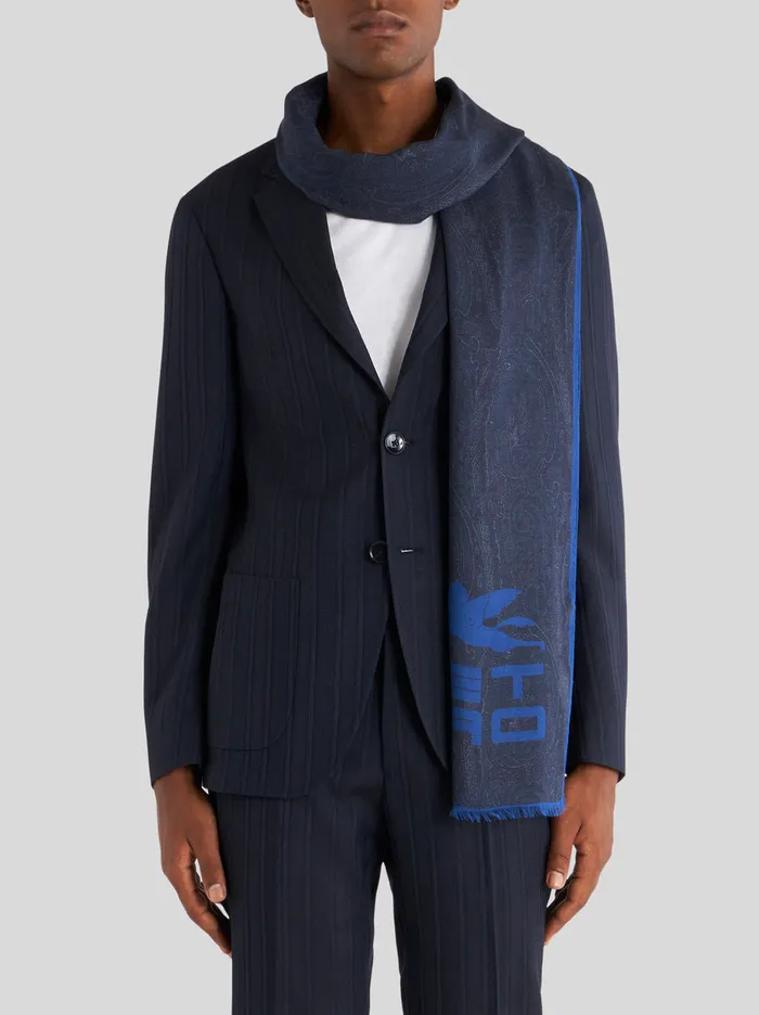 Men Paisley Scarf With Cube Logo Etro Scarves