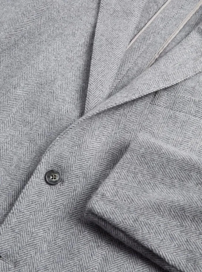 Men Paul Stuart Blazers and Jackets Cashmere Herringbone Jacket Silver