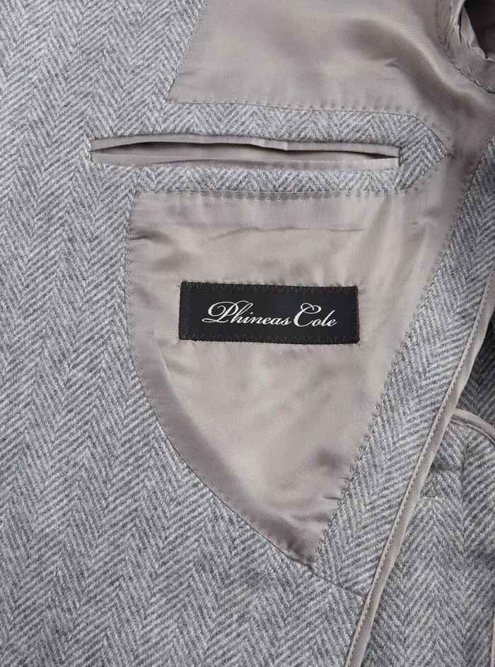 Men Paul Stuart Blazers and Jackets Cashmere Herringbone Jacket Silver