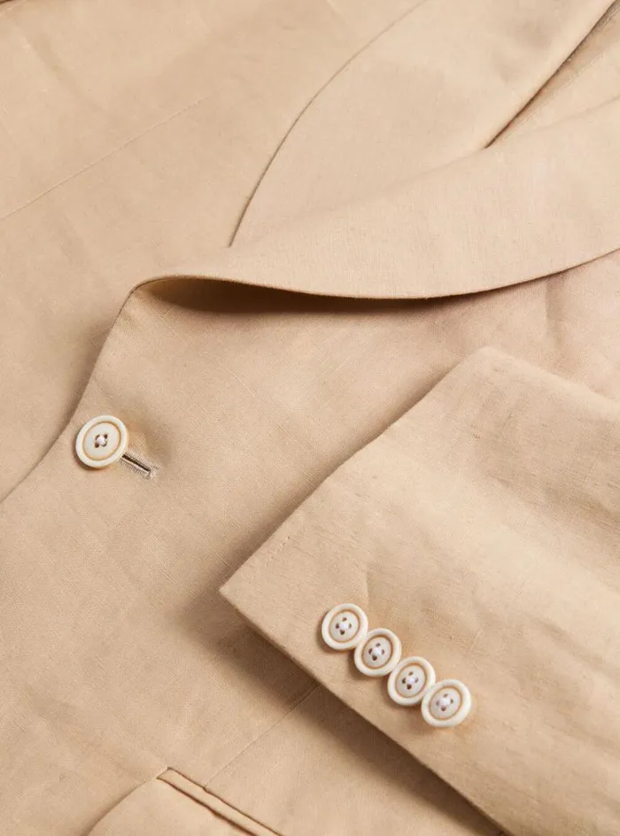Men Paul Stuart Blazers and Jackets Linen Shawl Collar Dinner Jacket Tan